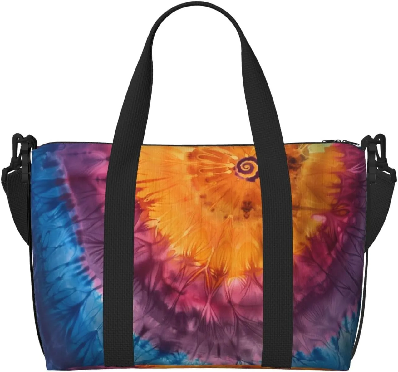 tie dye orange print Travel Duffel Bag, Sports Tote Gym Bag, Swim Pool Bag Large Shoulder Tote Bag for Beach Weekender, 202-406-121