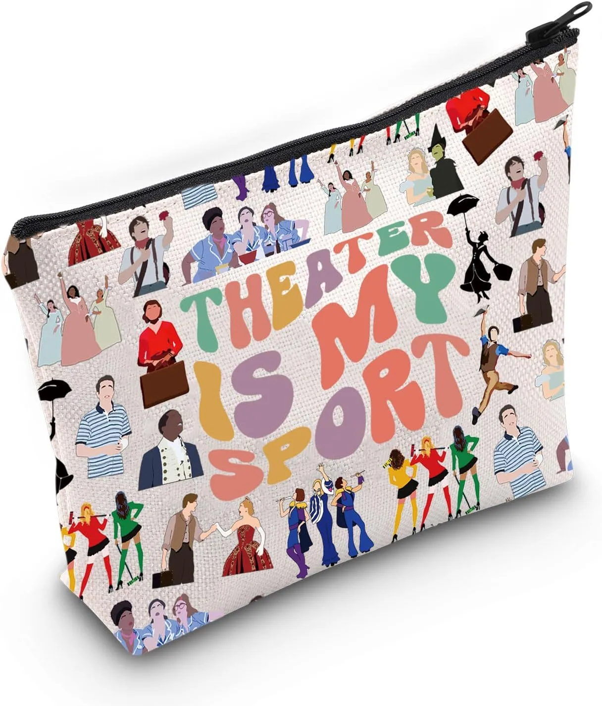 TOBGBE Broadway Musical Merchandise Zipper Makeup Bag Broadway Cosmetic Bag For Theater Lovers