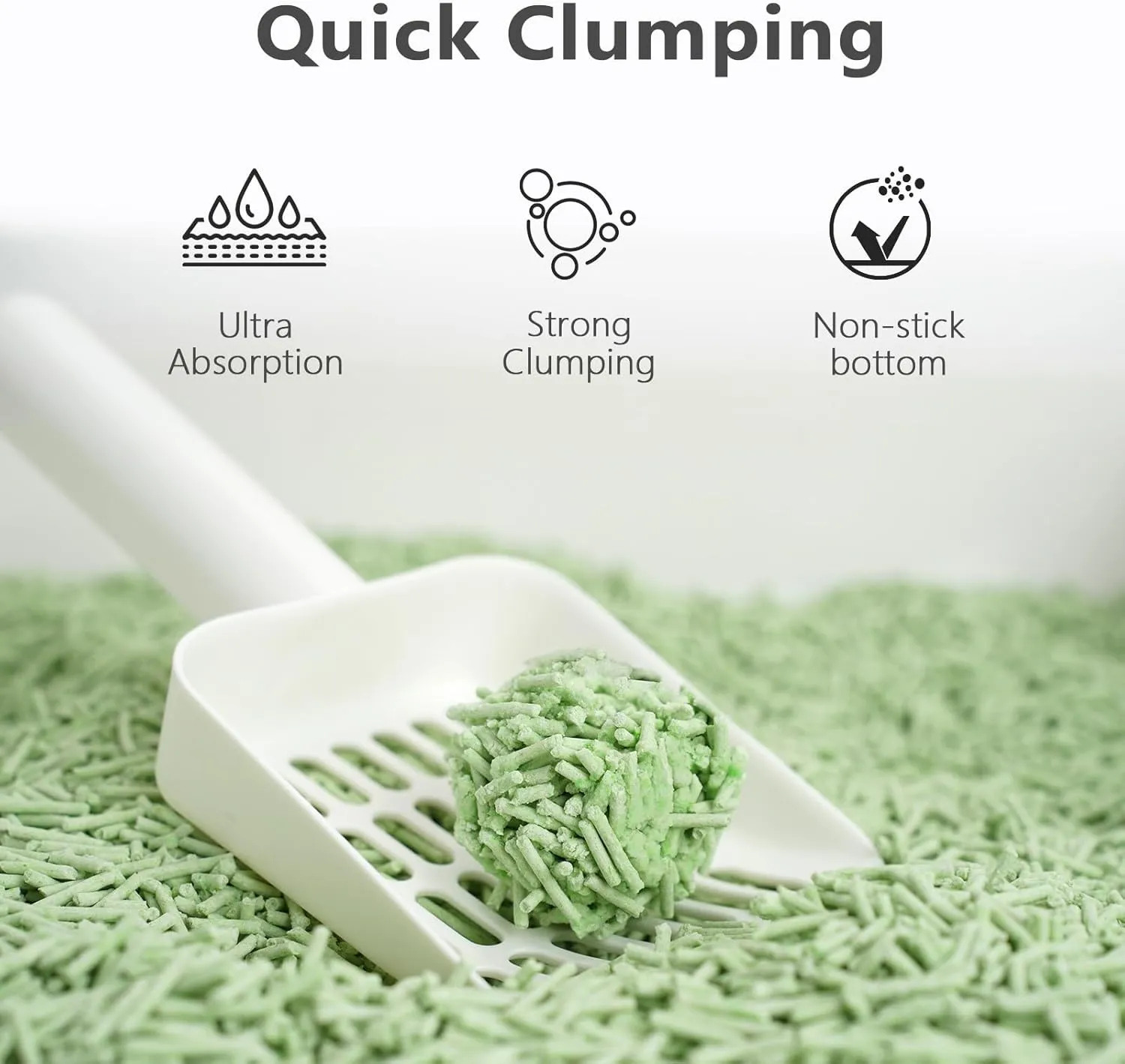 Tofu Cat Litter - Strong Clumping, Ultra Absorbent, Odor Control, Flushable, Low Tracking, Low Dust Tofu Litter Pellets 3 Packs/18LB (Green Tea)