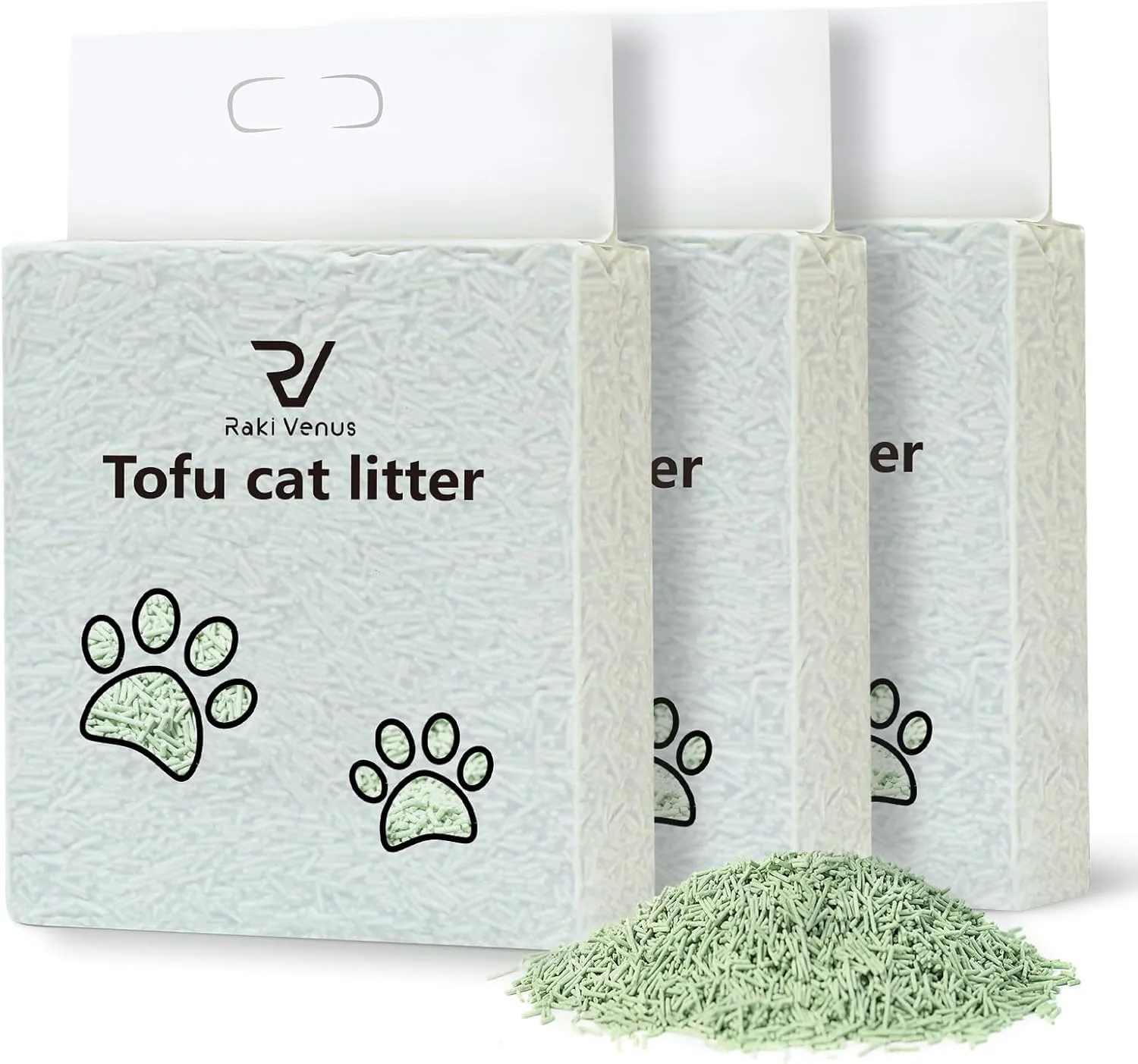 Tofu Cat Litter - Strong Clumping, Ultra Absorbent, Odor Control, Flushable, Low Tracking, Low Dust Tofu Litter Pellets 3 Packs/18LB (Green Tea)