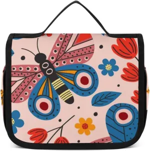 Toiletry Bag Travel Bag with Hanging Hook, Water Resistant Makeup Cosmetic Bag Travel Organizer Compatible with Basic Rgbpink Butterflies for Accessories