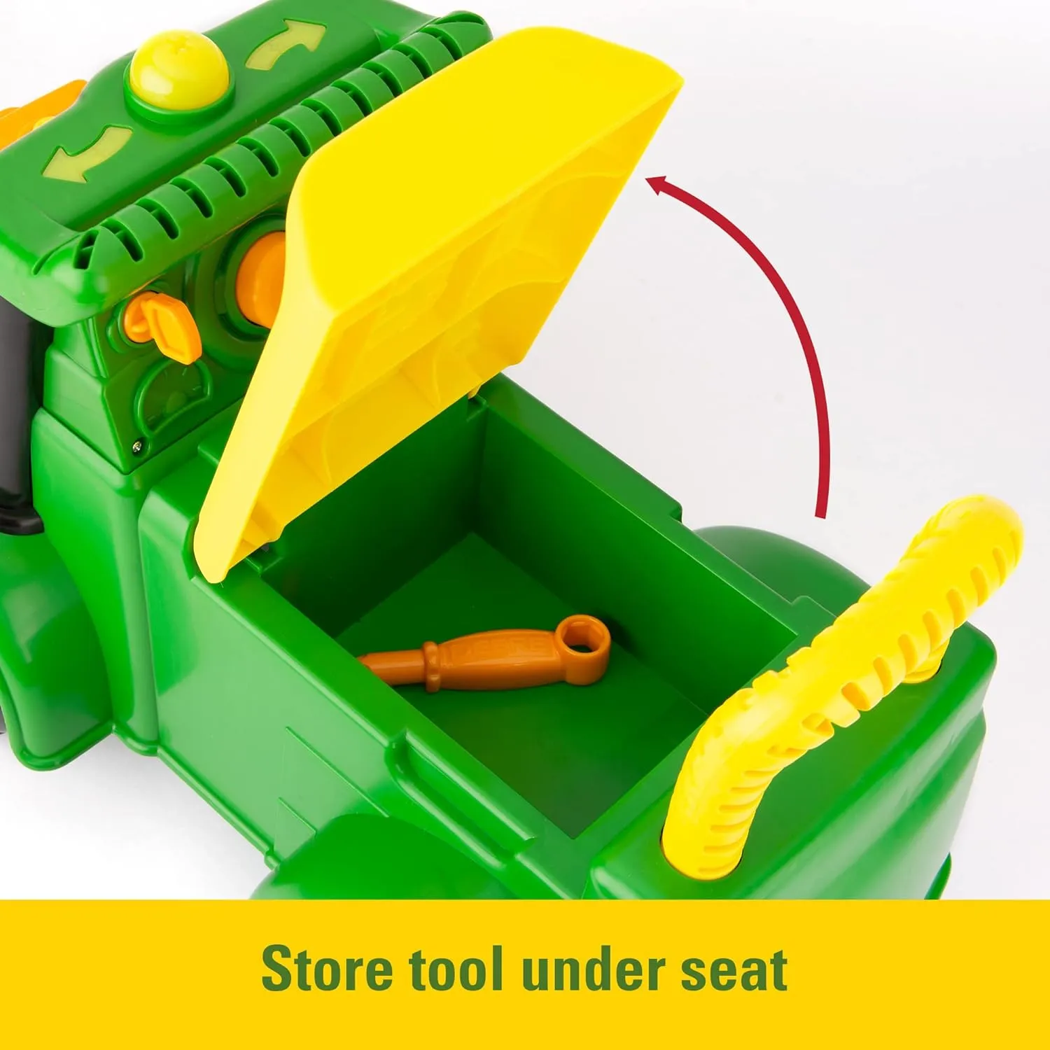 TOMY John Deere Johnny Tractor Ride On Toy - Foot to Floor Tractor Toy Featuring Building Toys with Take Apart Engine - John Deere Tractor Ride On - Toddler Outdoor Toys - Ages 12 Months and Up
