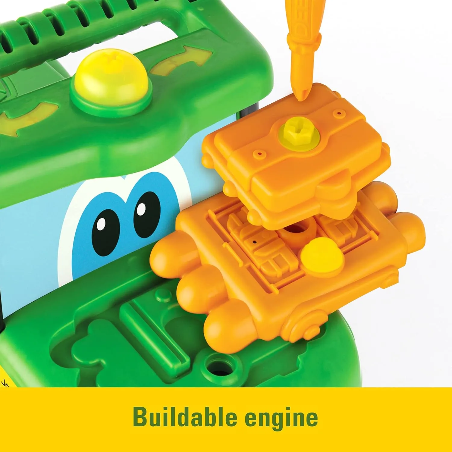 TOMY John Deere Johnny Tractor Ride On Toy - Foot to Floor Tractor Toy Featuring Building Toys with Take Apart Engine - John Deere Tractor Ride On - Toddler Outdoor Toys - Ages 12 Months and Up