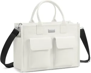 TOPDesign Heavy-Duty Canvas Tote Bag for Women, Crossbody Handbag with 9 Pockets, Everything Tote