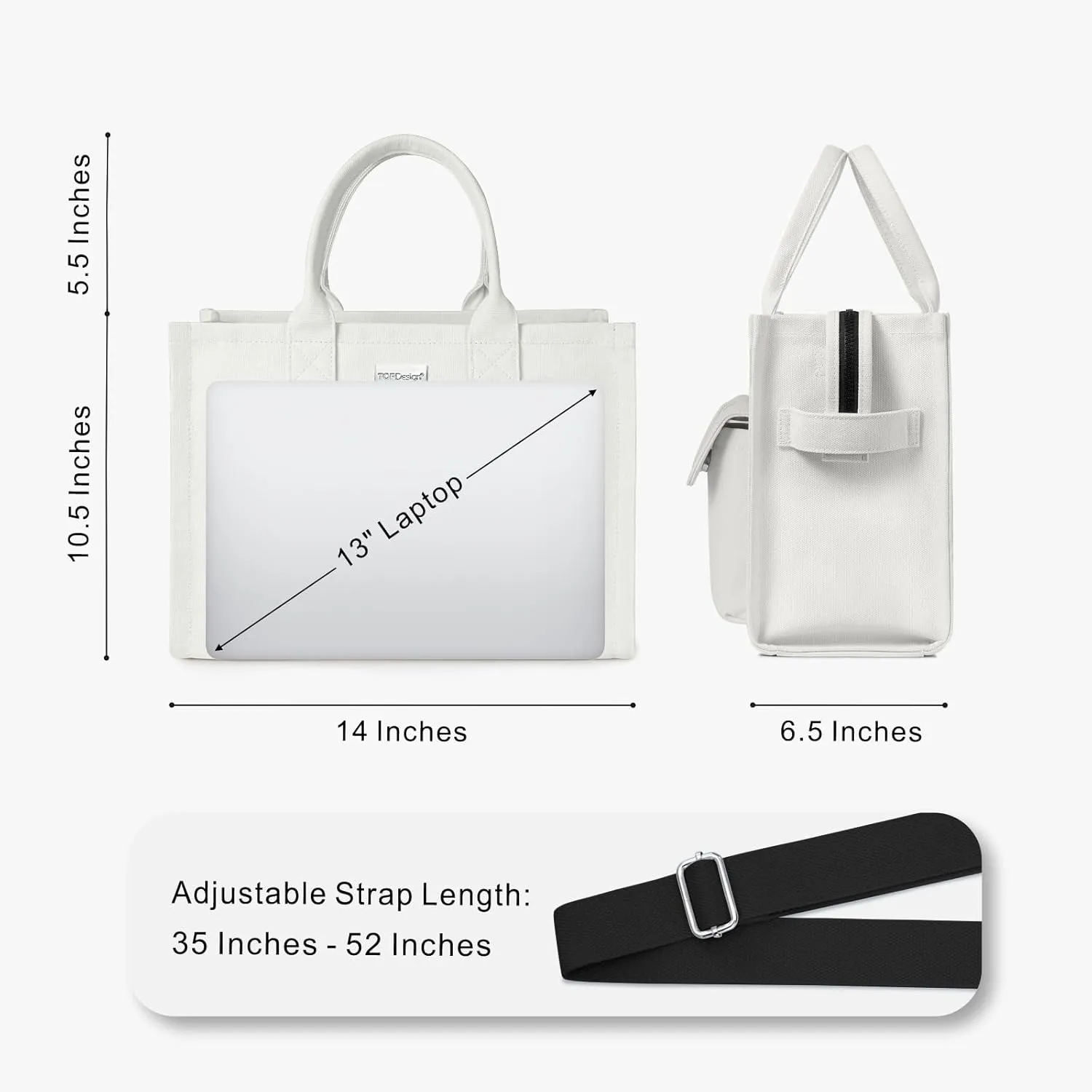 TOPDesign Heavy-Duty Canvas Tote Bag for Women, Crossbody Handbag with 9 Pockets, Everything Tote