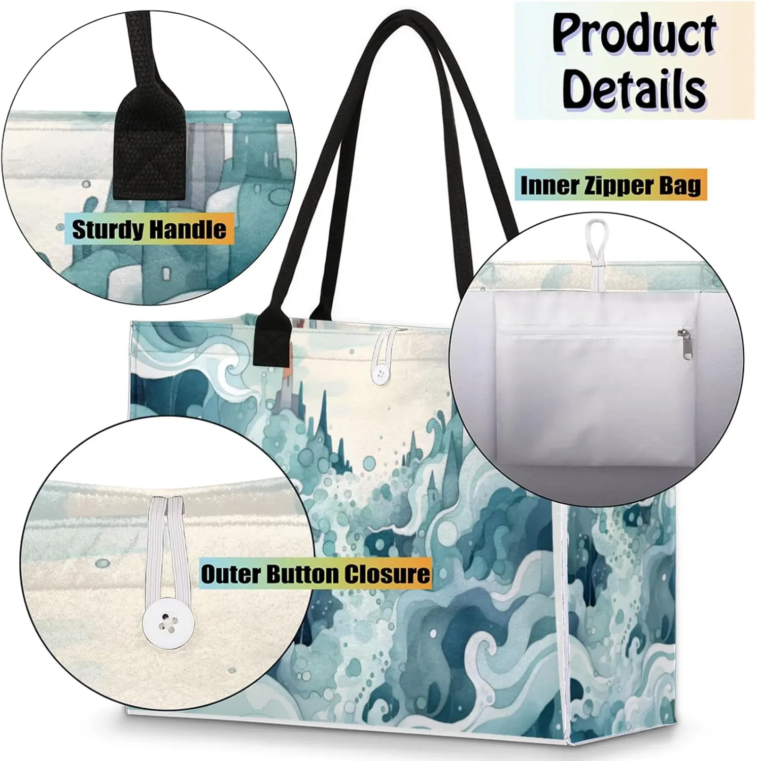 Tote Bag for Women Reusable Canvas Shoulder Bag