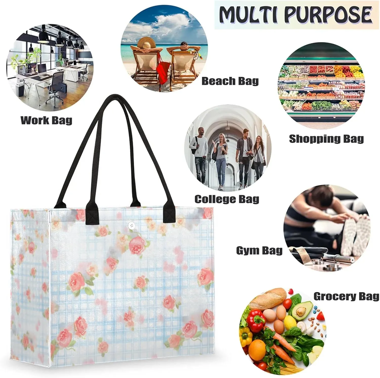 Tote Bag for Women Reusable Canvas Shoulder Bag