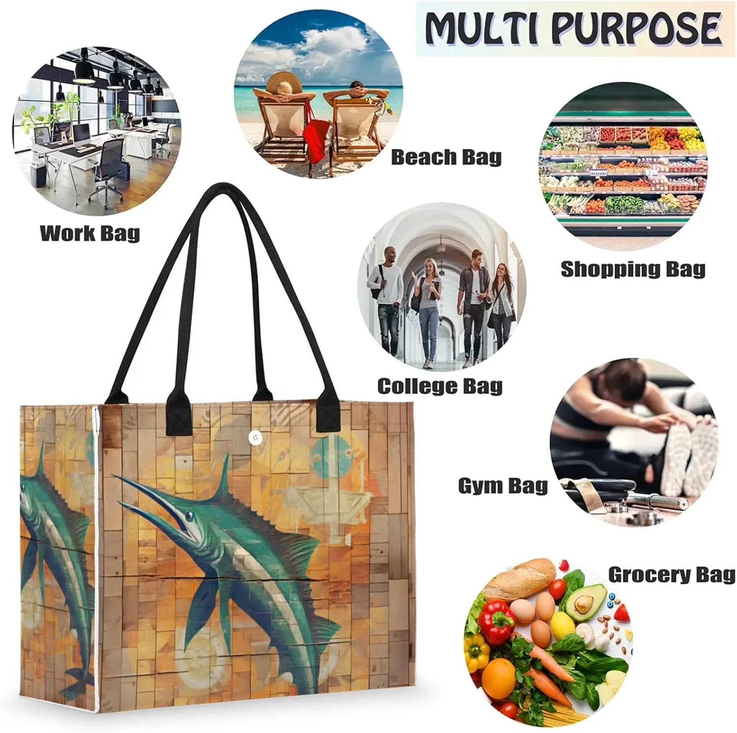 Tote Bag for Women Reusable Canvas Shoulder Bag