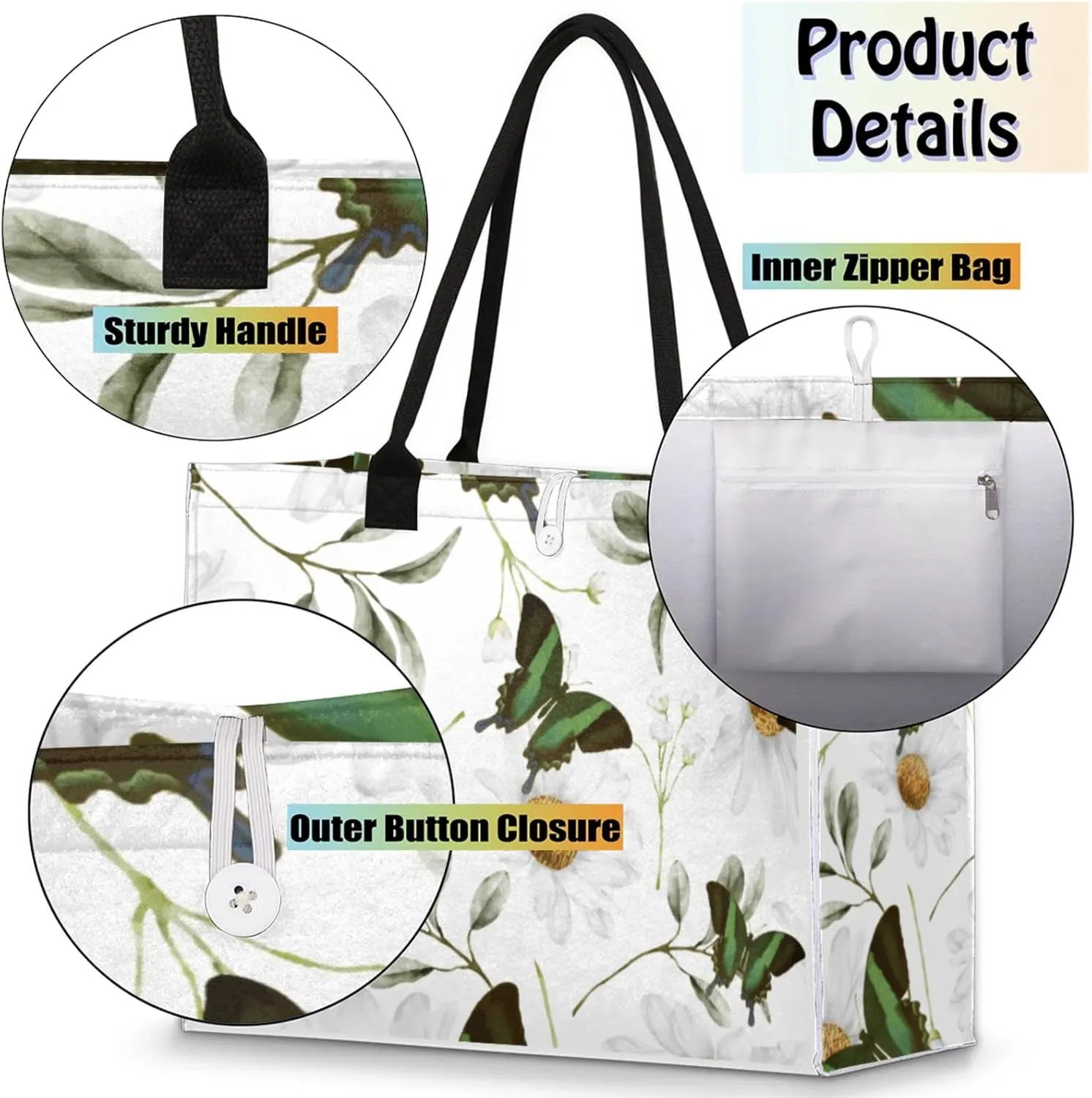 Tote Bag for Women Reusable Canvas Shoulder Bag