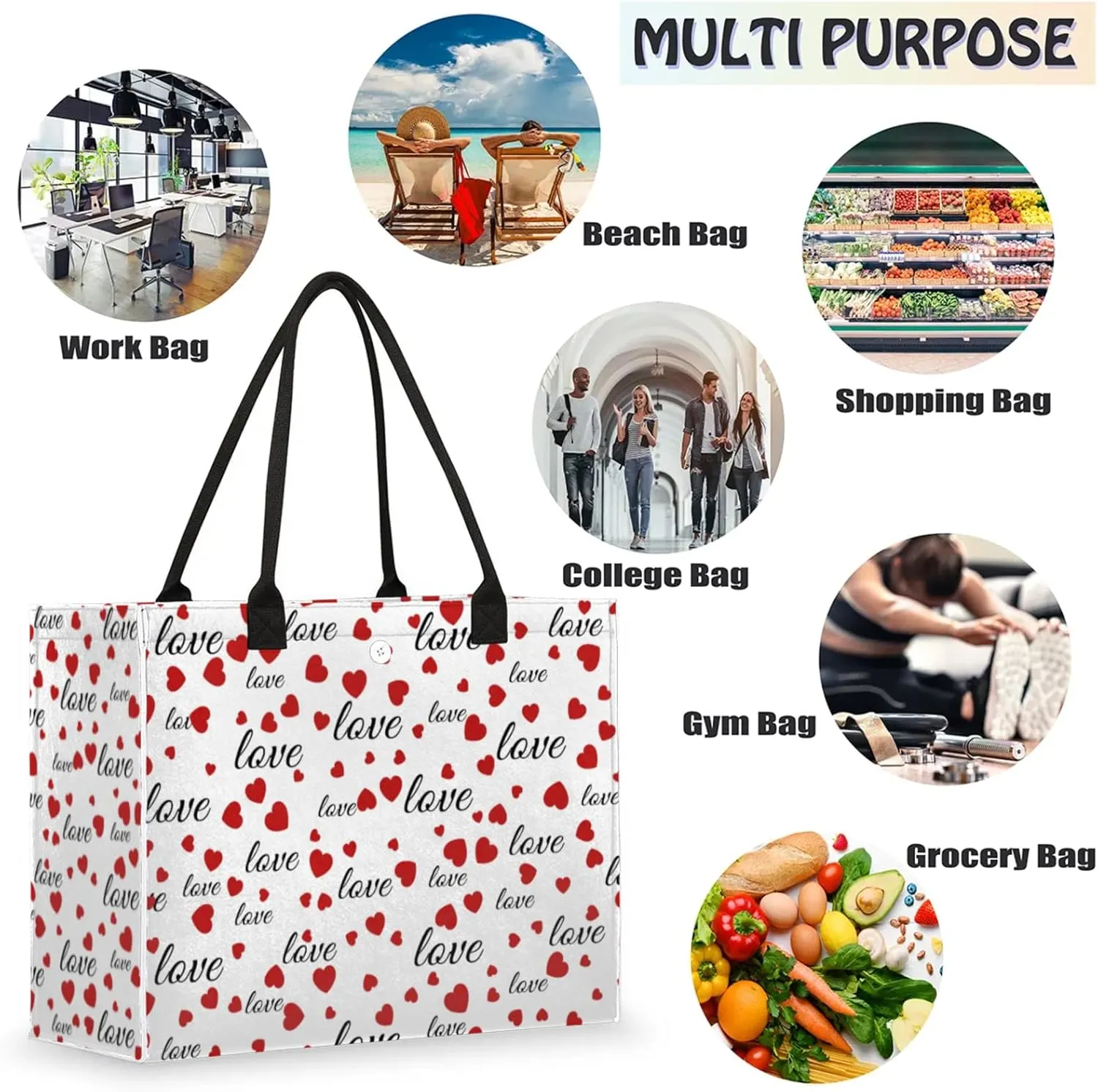 Tote Bag for Women Reusable Canvas Shoulder Bag