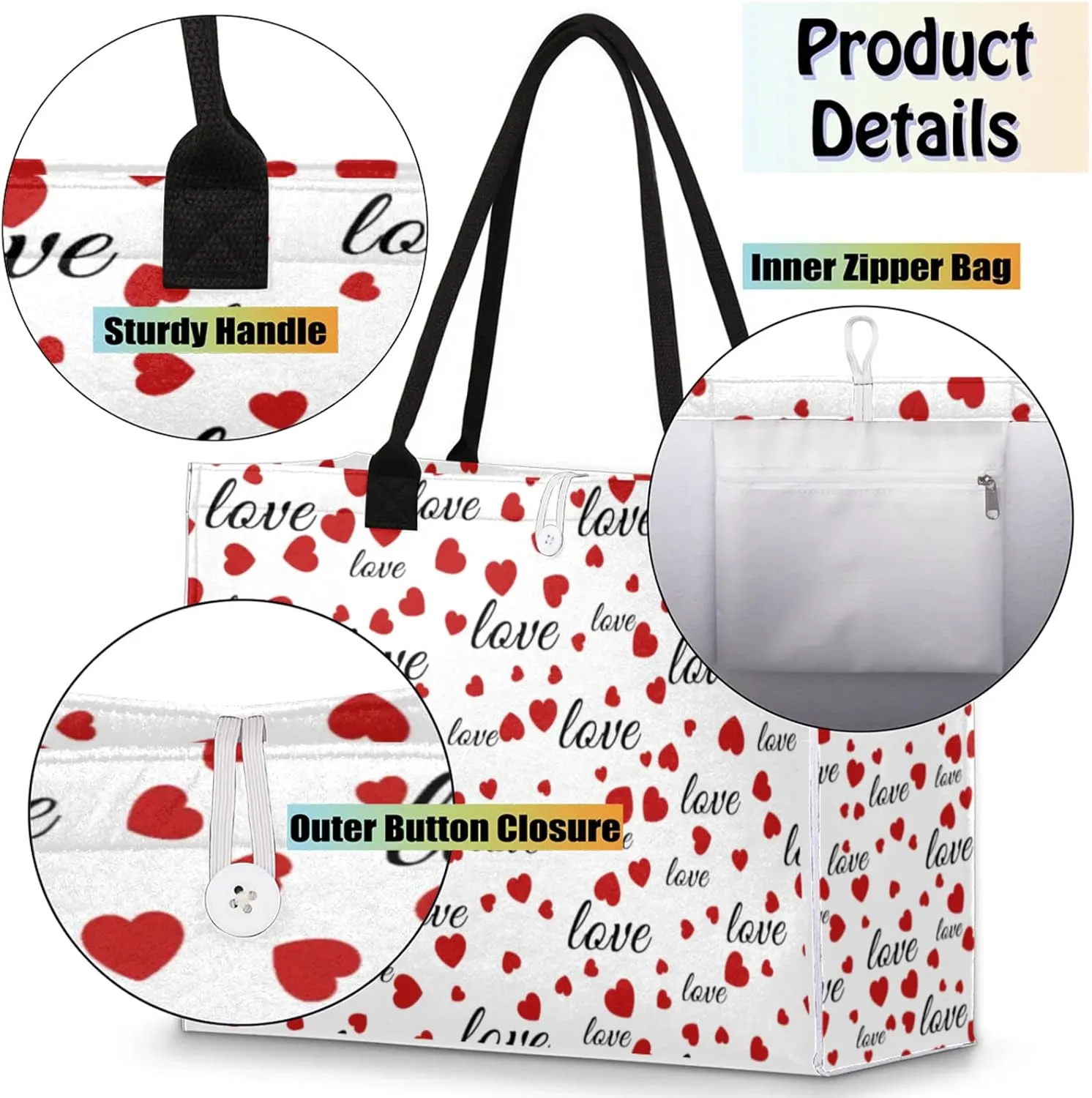 Tote Bag for Women Reusable Canvas Shoulder Bag