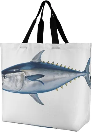 Tote Bag for Women Tuna Thunnus Grocery Bag Reusable Shopping Bag Aesthetic Shoulder Bag for Travel Work