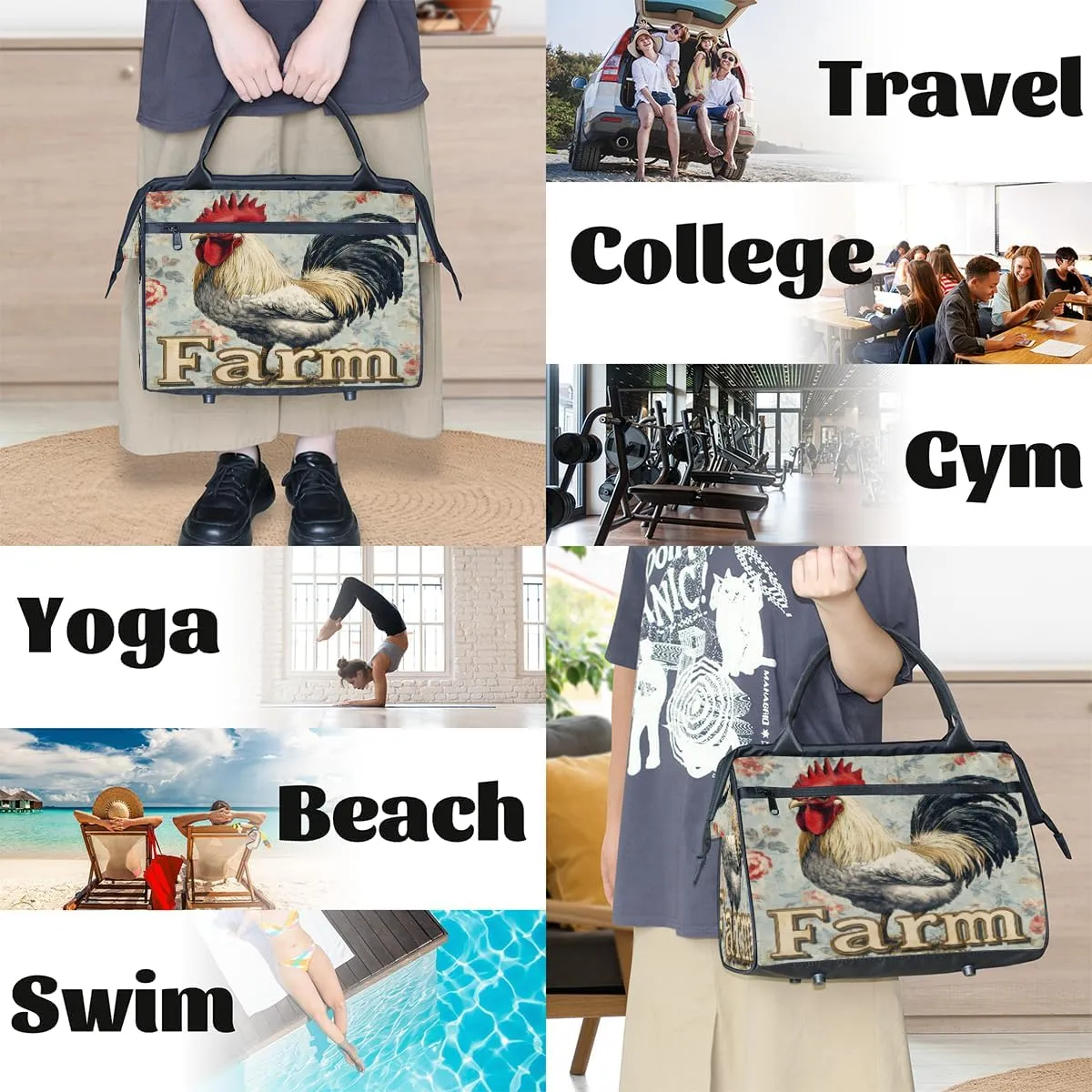 Tote Bag for Women with Zipper, Large Shoulder Bag Handbag for Travel Sports Work