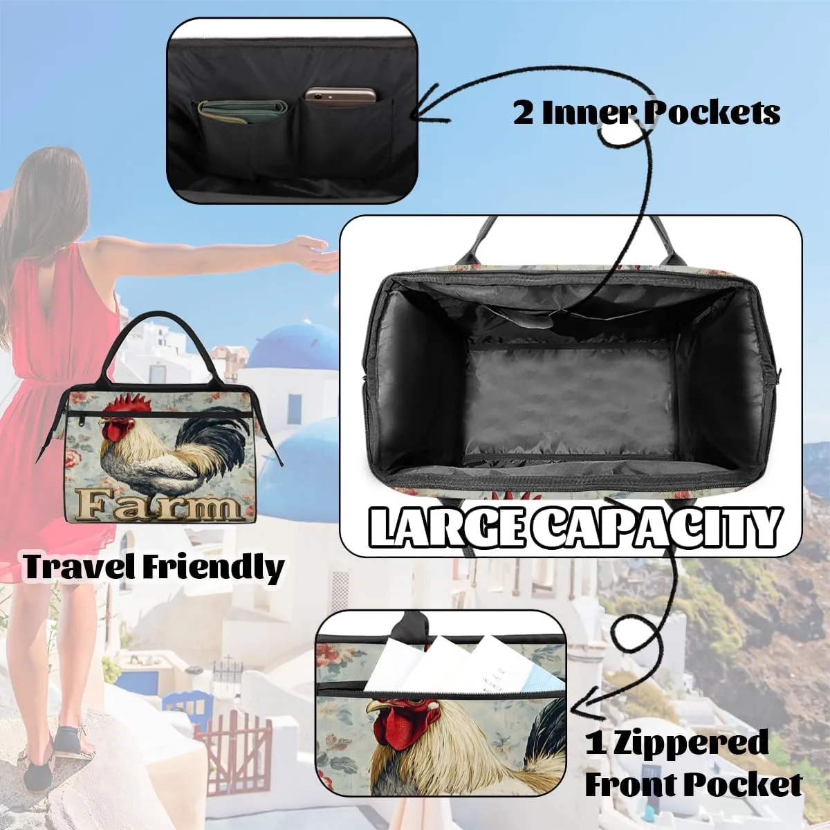 Tote Bag for Women with Zipper, Large Shoulder Bag Handbag for Travel Sports Work