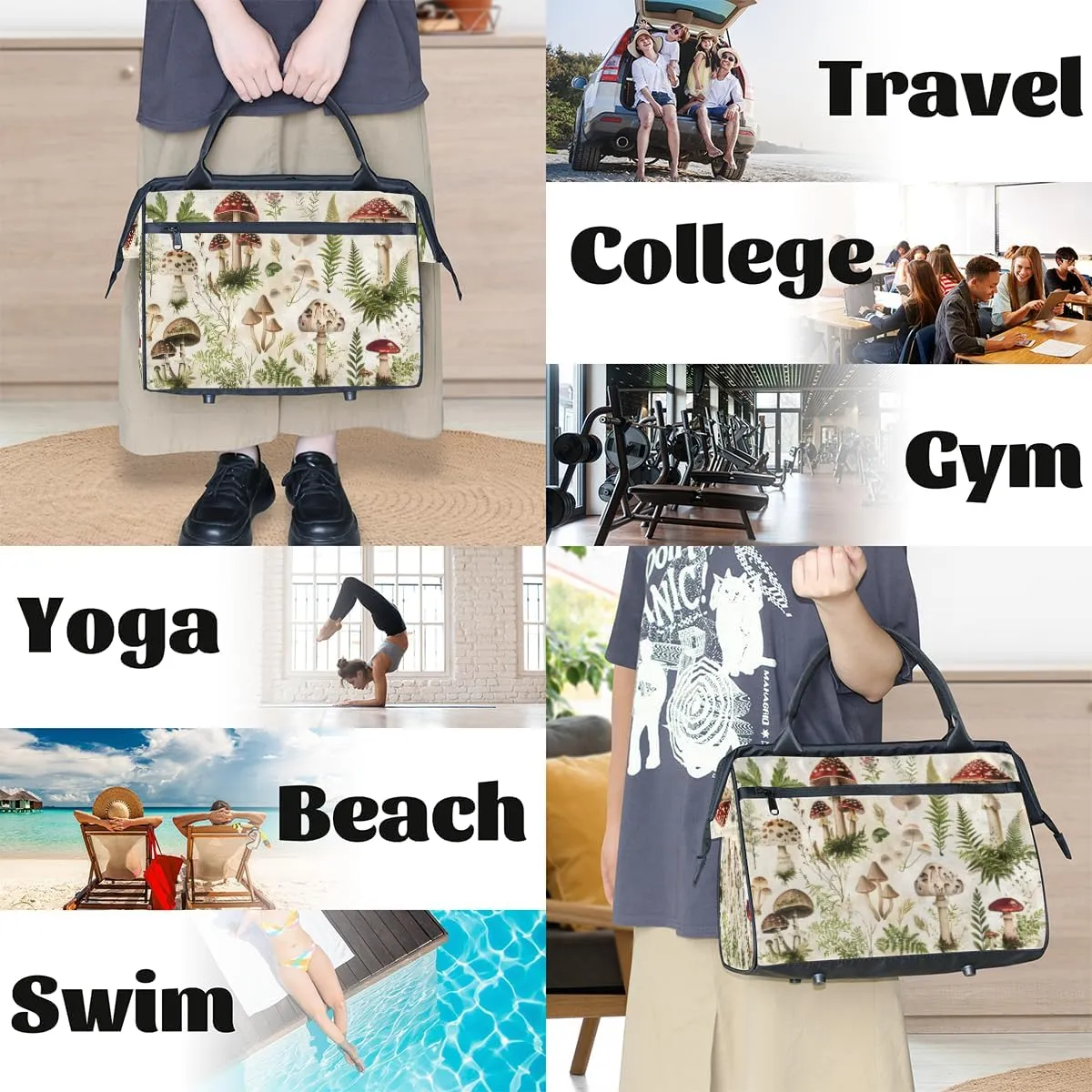 Tote Bag for Women with Zipper, Lightweight Travel Tote Bag Large Shoulder Bag Handbag for Work, Gym
