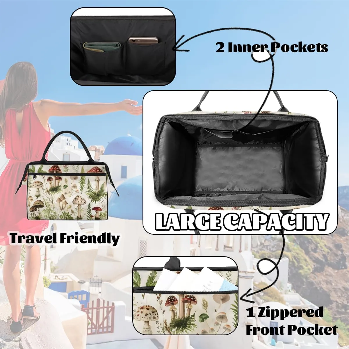 Tote Bag for Women with Zipper, Lightweight Travel Tote Bag Large Shoulder Bag Handbag for Work, Gym