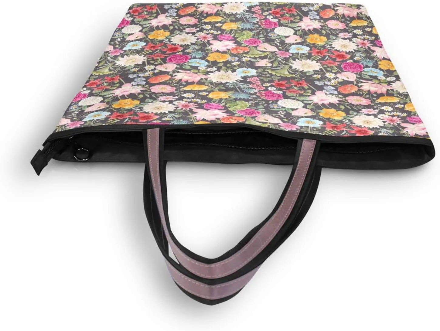 Tote Bag for Women with Zipper,Polyester Tote Purse Holiday Tote Bag Work Handbag Women Gift