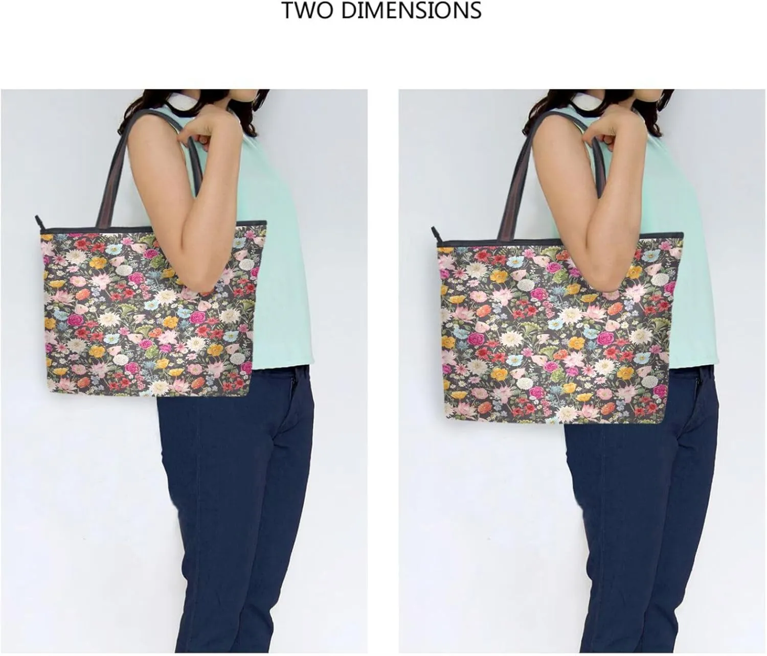 Tote Bag for Women with Zipper,Polyester Tote Purse Holiday Tote Bag Work Handbag Women Gift
