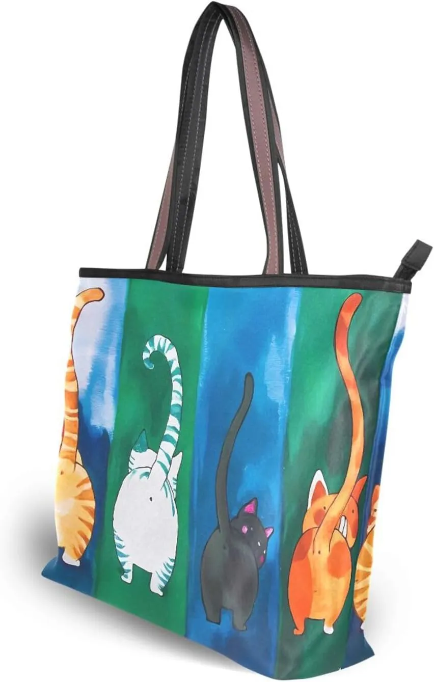 Tote Bag for Women with Zipper,Polyester Tote Purse Holiday Tote Bag Work Handbag Women Gift