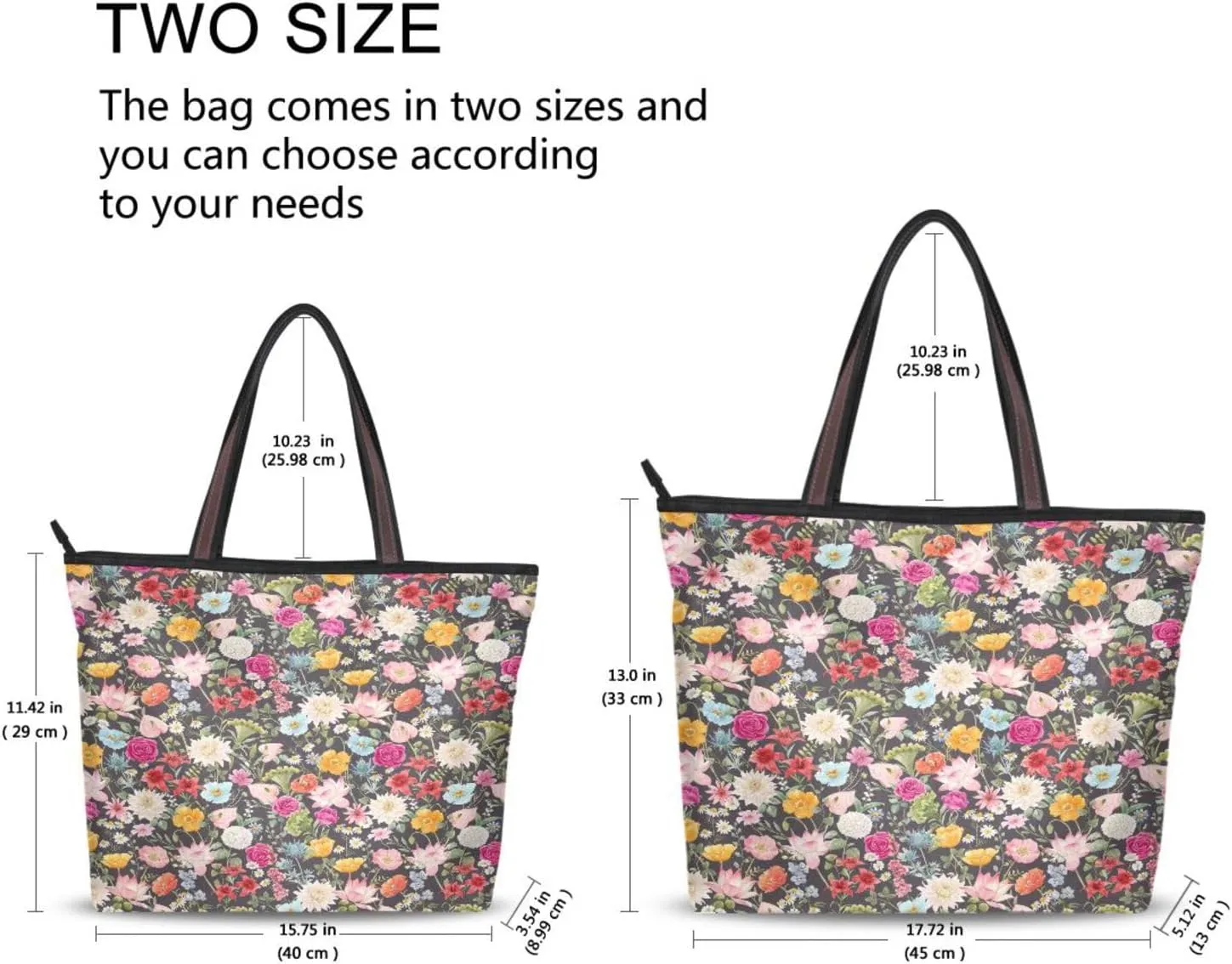 Tote Bag for Women with Zipper,Polyester Tote Purse Holiday Tote Bag Work Handbag Women Gift