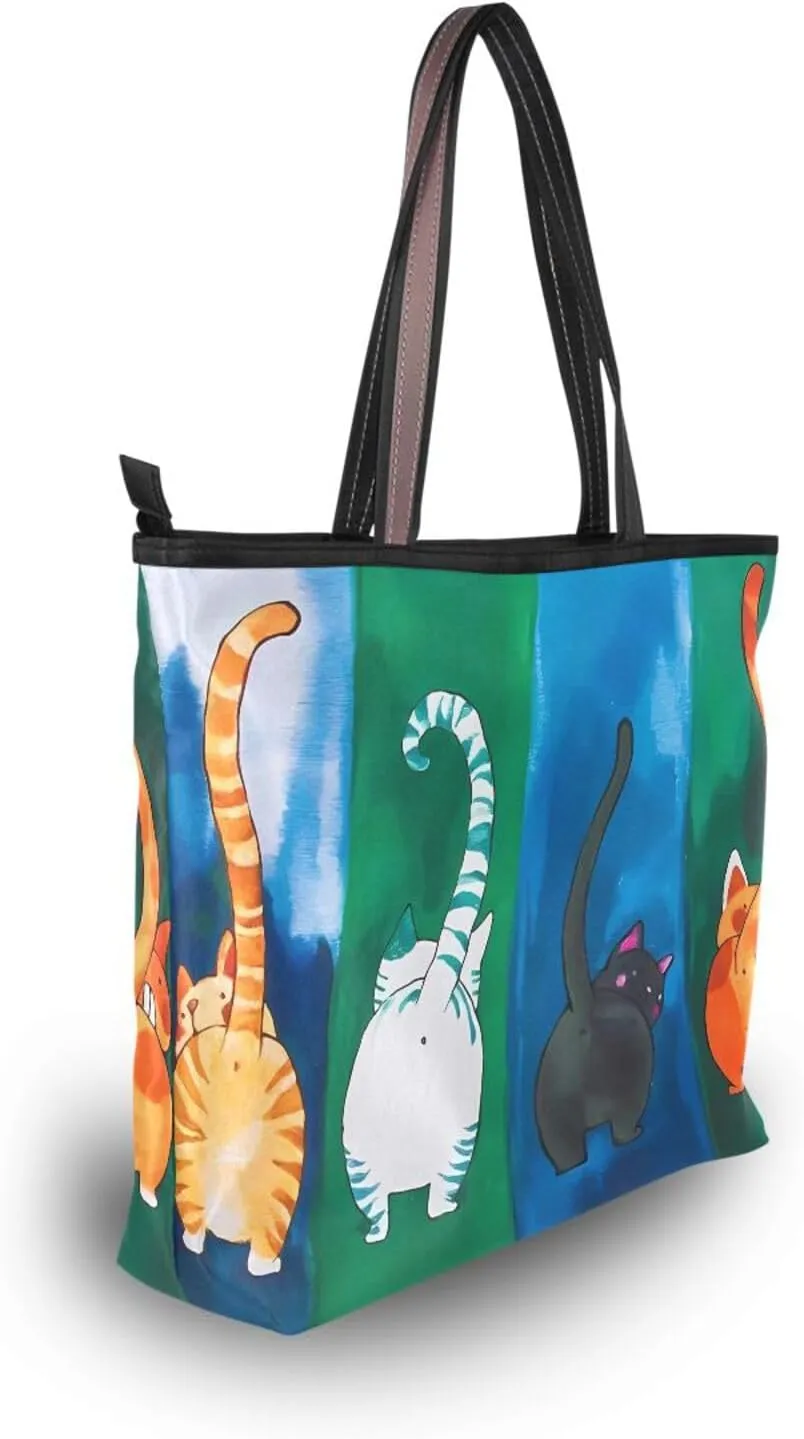 Tote Bag for Women with Zipper,Polyester Tote Purse Holiday Tote Bag Work Handbag Women Gift