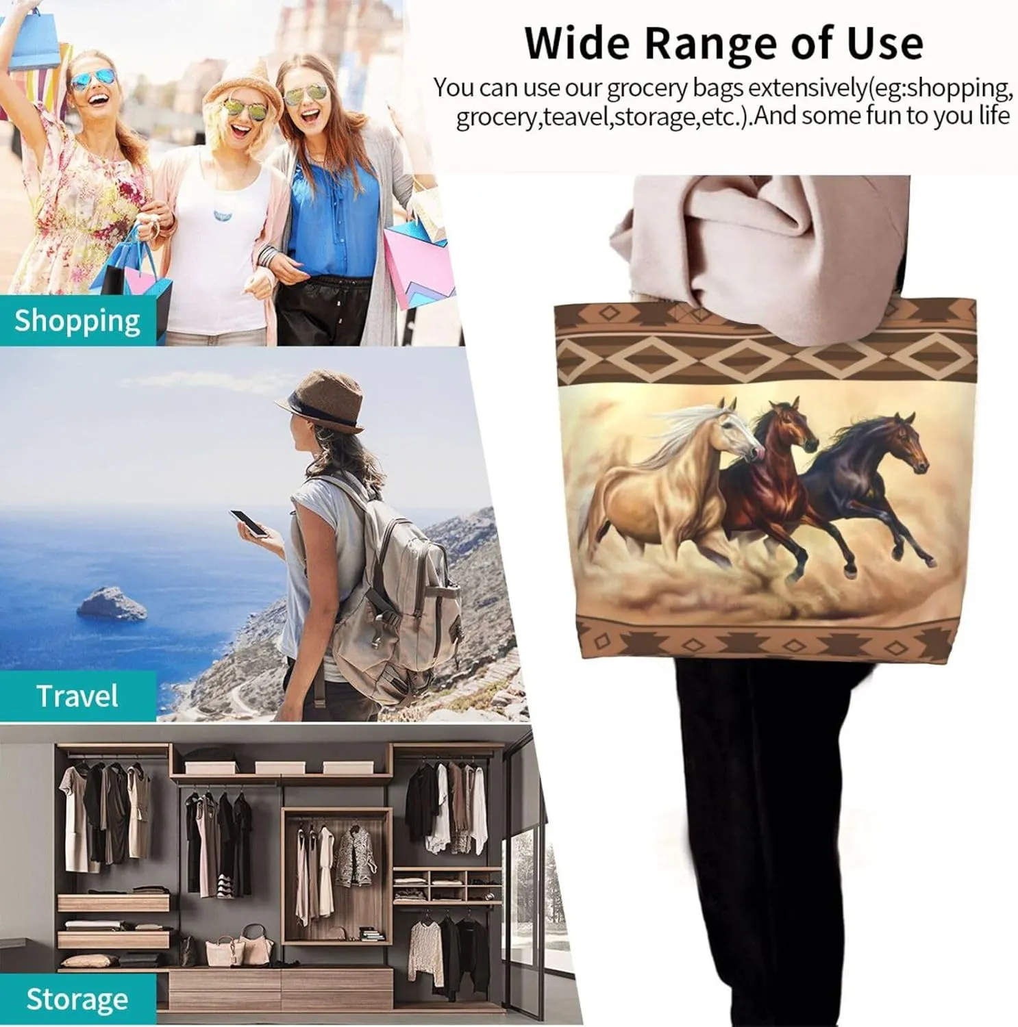 Tote Bag for Women,Large Beach Bag Reusable Grocery Bags Casual Shoulder Bag Handbags for Shopping Travel Work