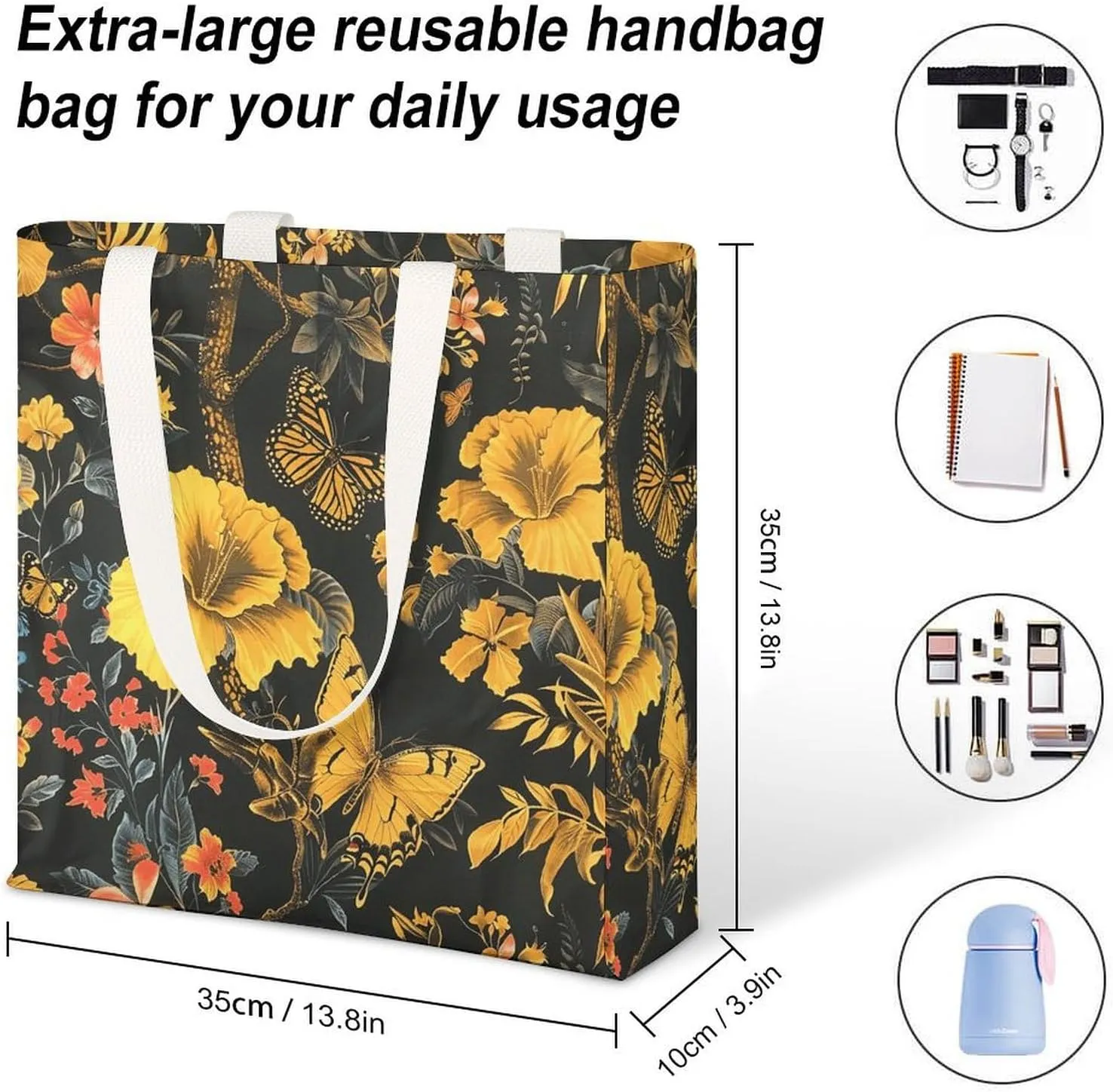 Tote Bag Laptop Handbag Gorilla on The Ground Grocery Bag Canvas Shoulder Bag Crossbody Bag for Travel