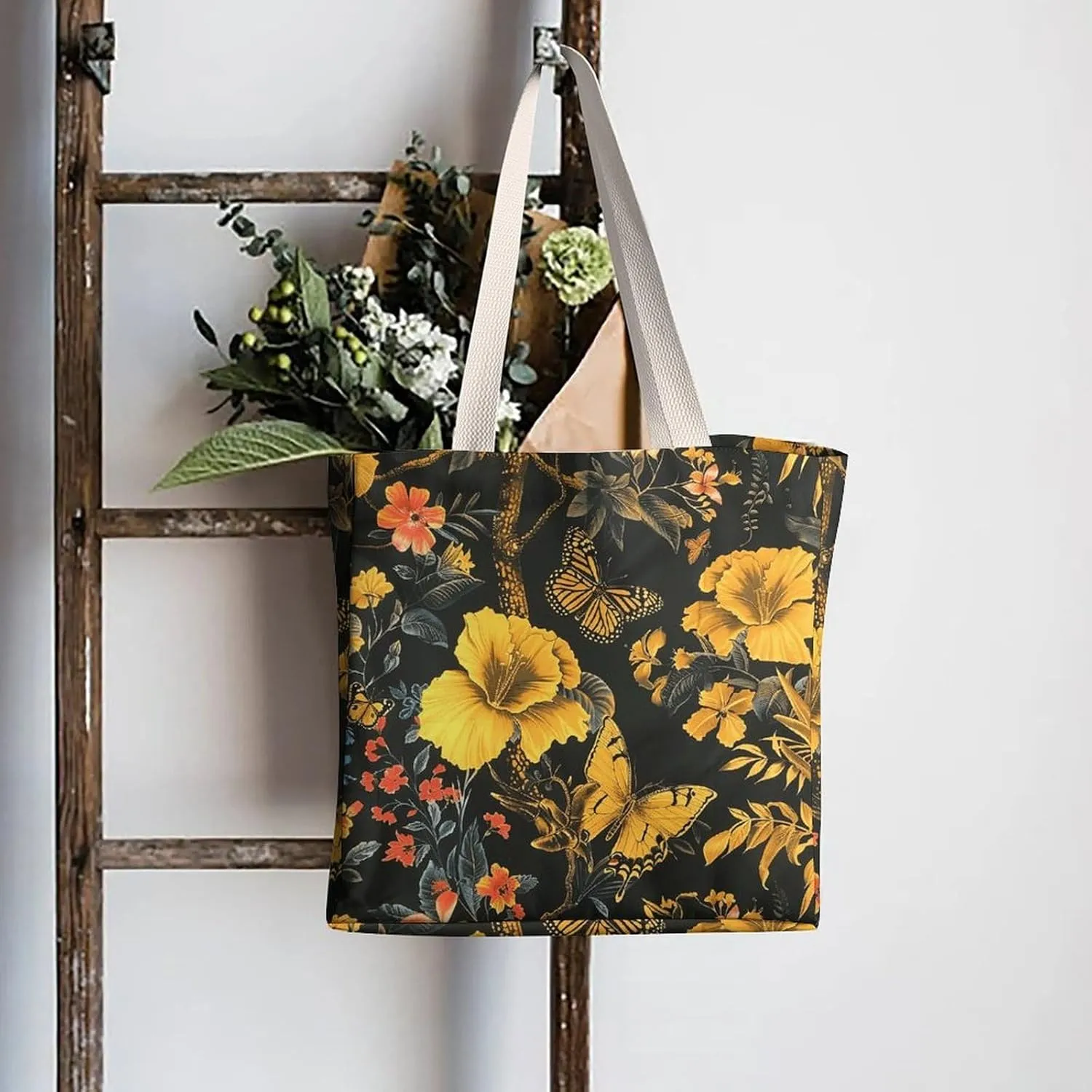 Tote Bag Laptop Handbag Gorilla on The Ground Grocery Bag Canvas Shoulder Bag Crossbody Bag for Travel