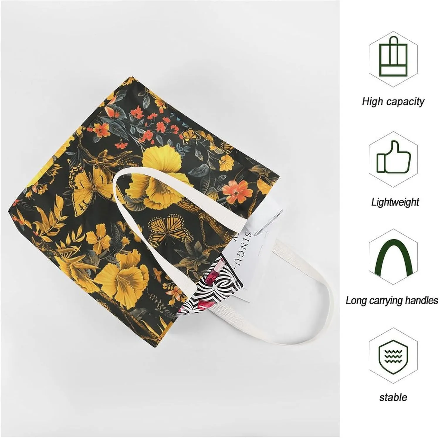 Tote Bag Laptop Handbag Gorilla on The Ground Grocery Bag Canvas Shoulder Bag Crossbody Bag for Travel