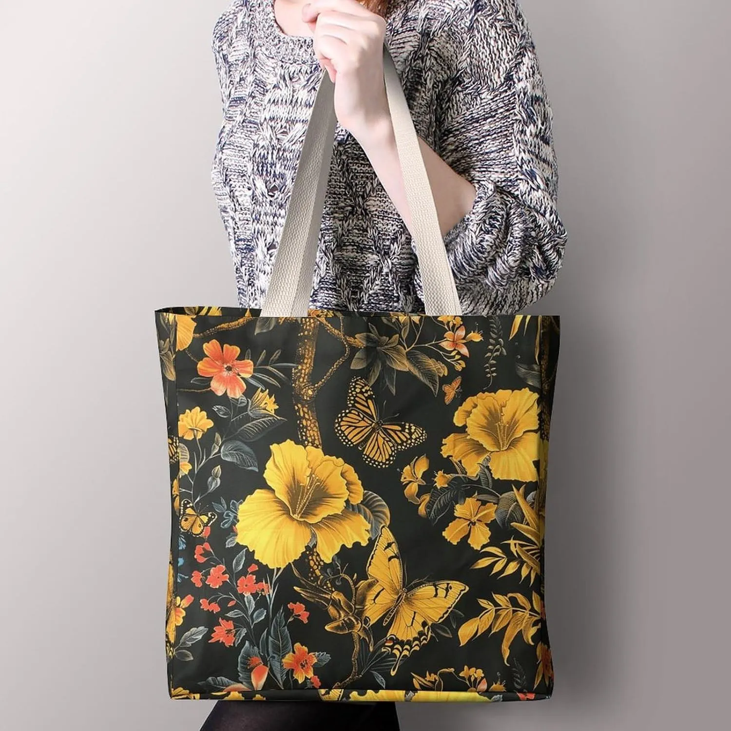 Tote Bag Laptop Handbag Gorilla on The Ground Grocery Bag Canvas Shoulder Bag Crossbody Bag for Travel