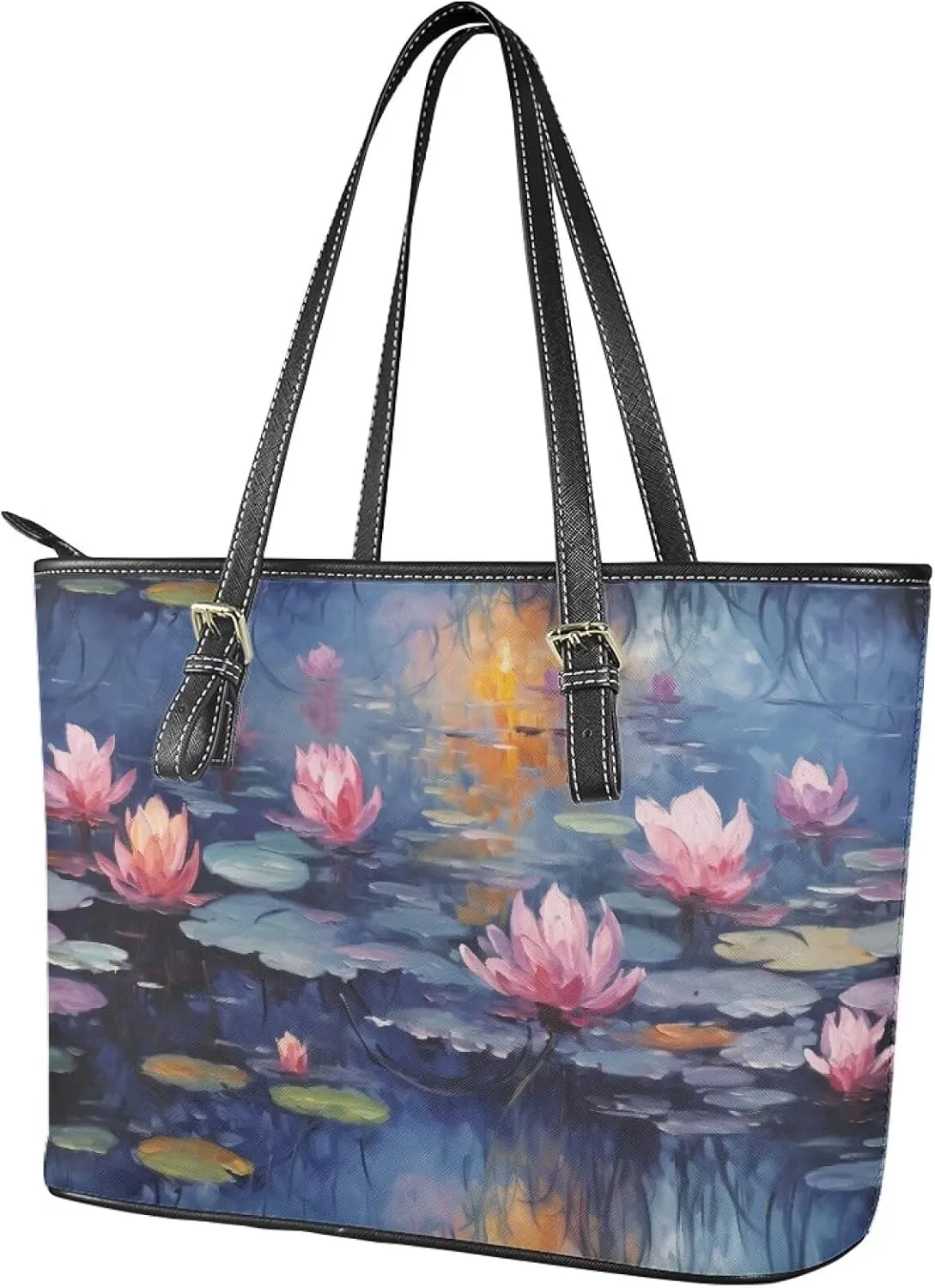 Tote Bag Large Women Bright Flowers Large Shoulder Handbag for Work,Shopping, Faux Leather Travel Satchel Handbag