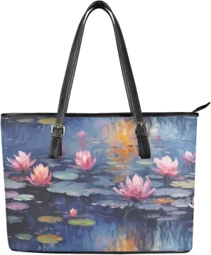 Tote Bag Large Women Bright Flowers Large Shoulder Handbag for Work,Shopping, Faux Leather Travel Satchel Handbag
