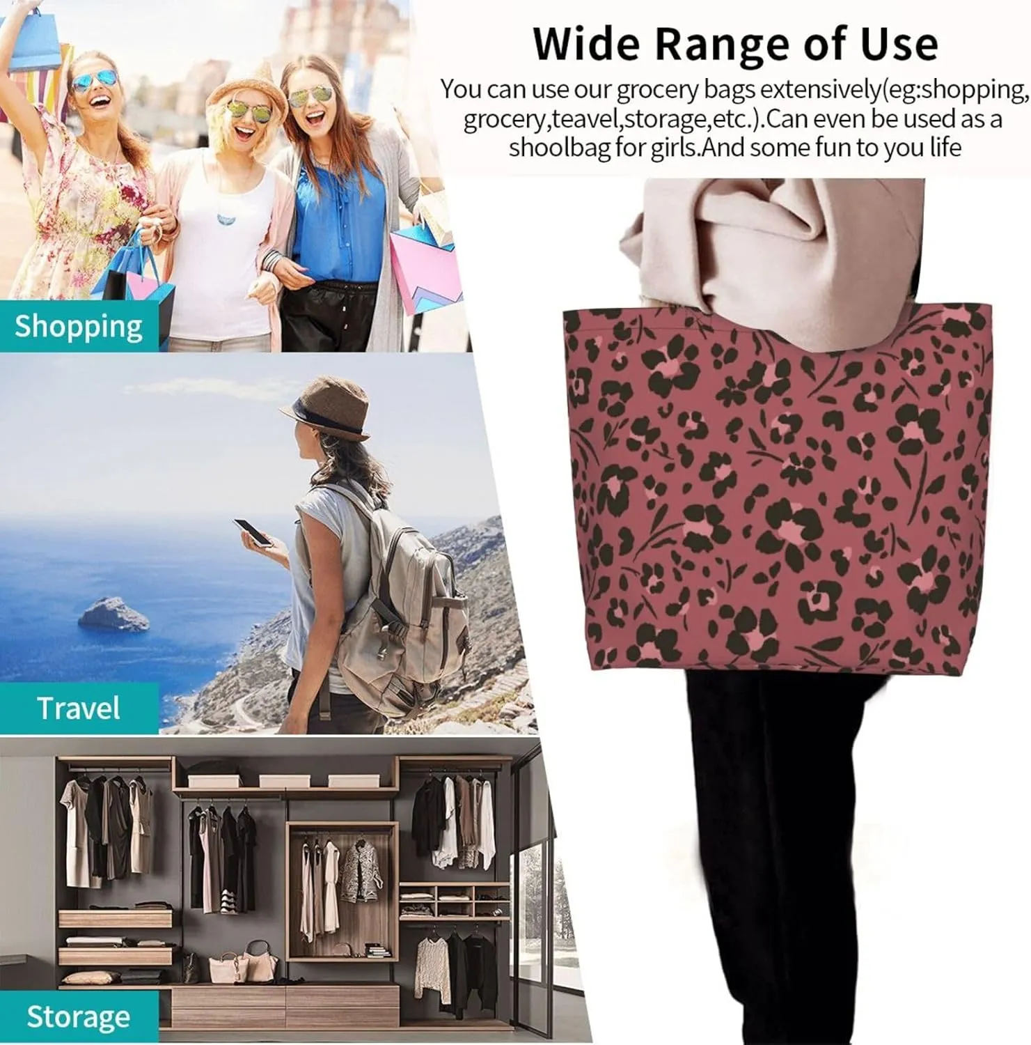 Tote Shoulder Bag Large Durable Handbag Lightweight Stylish for Daily Use-19.7x15.7x5.9 Inch