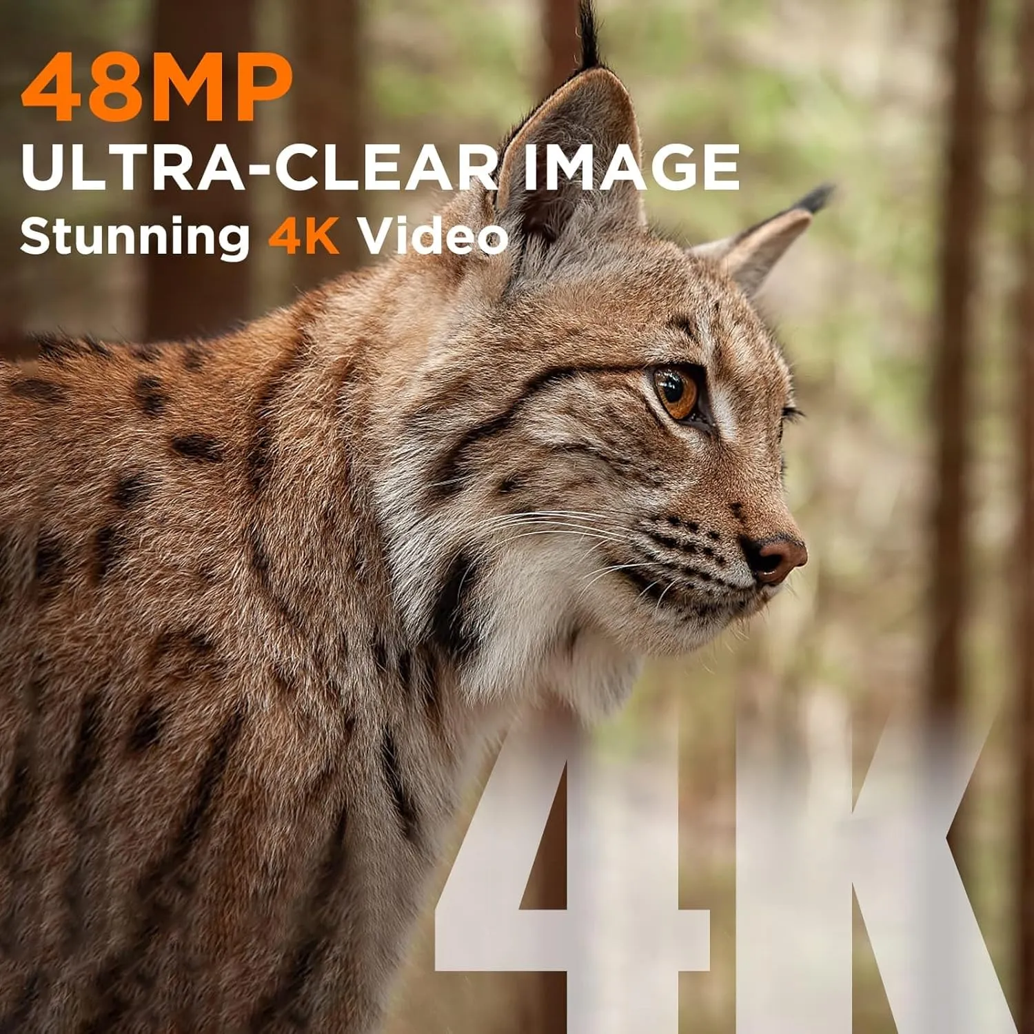 Trail Game Camera - 4K 48MP Hunting Camera with Night Vision 0.1s Trigger Motion Activated, IP66 Waterproof Deer Camera 130°Wide Angle with 48pcs No Glow LEDs for Outdoor Wildlife Monitoring