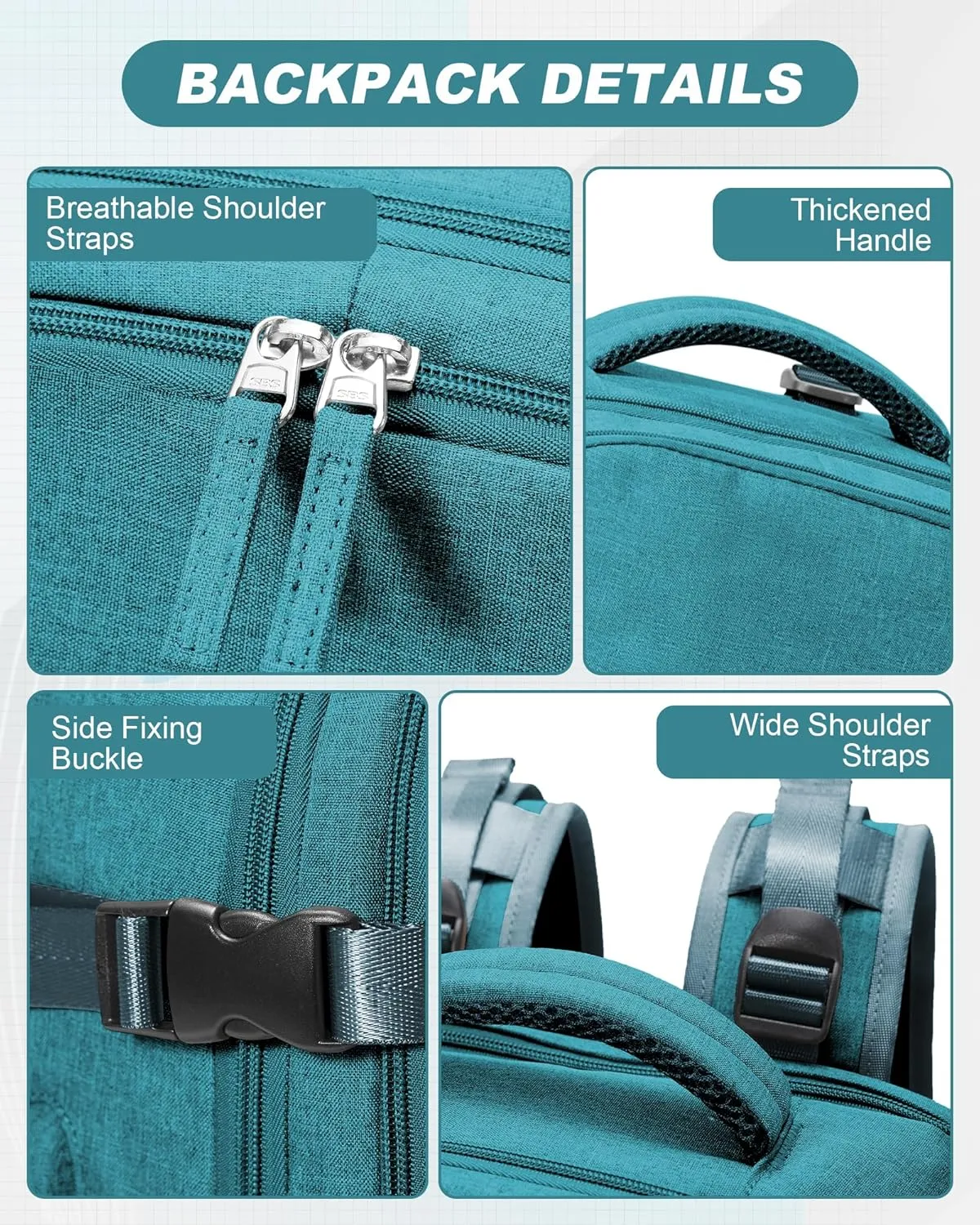 Travel Backpack for Men Women Carry On Backpack Flight Approved Laptop Backpack Luggage Backpack Weekender Bag for Outdoor Hiking Business Trip Peacock Blue
