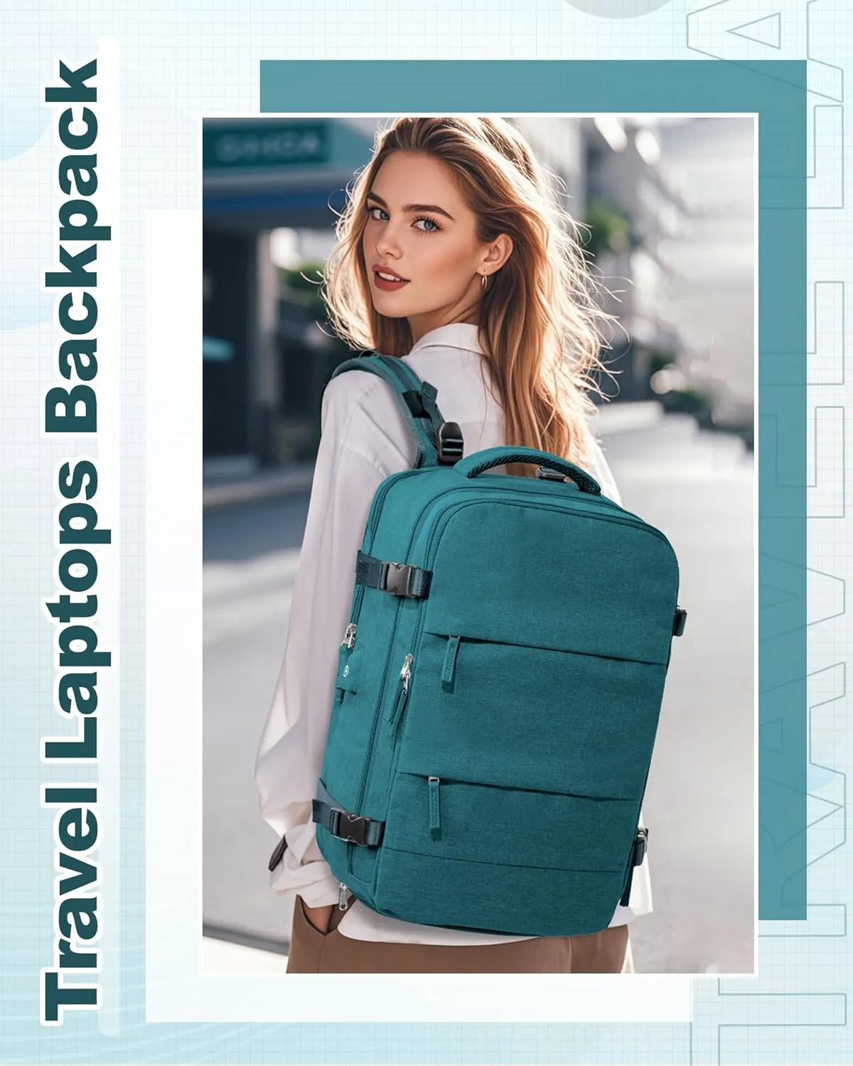 Travel Backpack for Men Women Carry On Backpack Flight Approved Laptop Backpack Luggage Backpack Weekender Bag for Outdoor Hiking Business Trip Peacock Blue