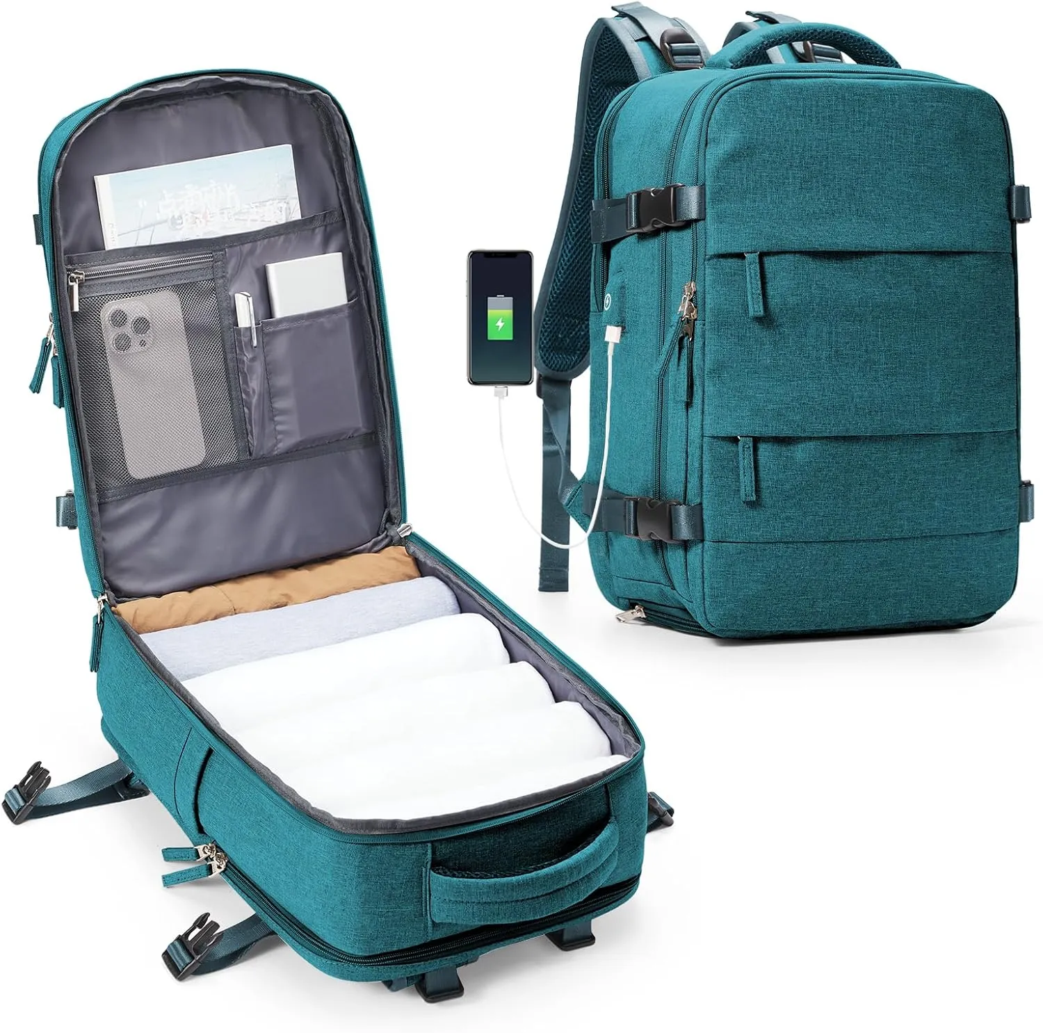 Travel Backpack for Men Women Carry On Backpack Flight Approved Laptop Backpack Luggage Backpack Weekender Bag for Outdoor Hiking Business Trip Peacock Blue