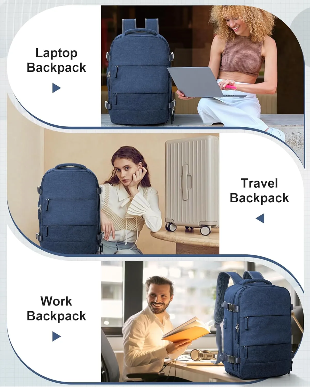 Travel Backpack for Men Women Carry on Backpack for Airplanes Personal Item Travel Bag Casual Nurse Bag Casual Bag for Weekender Business Trip Dark Blue