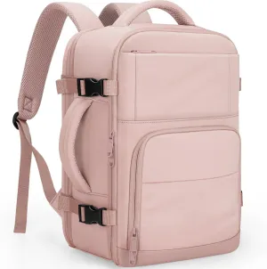 Travel Backpack For Women, Carry On Backpack for Men Flight Approved Airline Personal Item Travel Bag TSA Business 17.3 in Laptop Mochila, Travels Essentials Bookbag for Work Nurse Hiking (Pink)