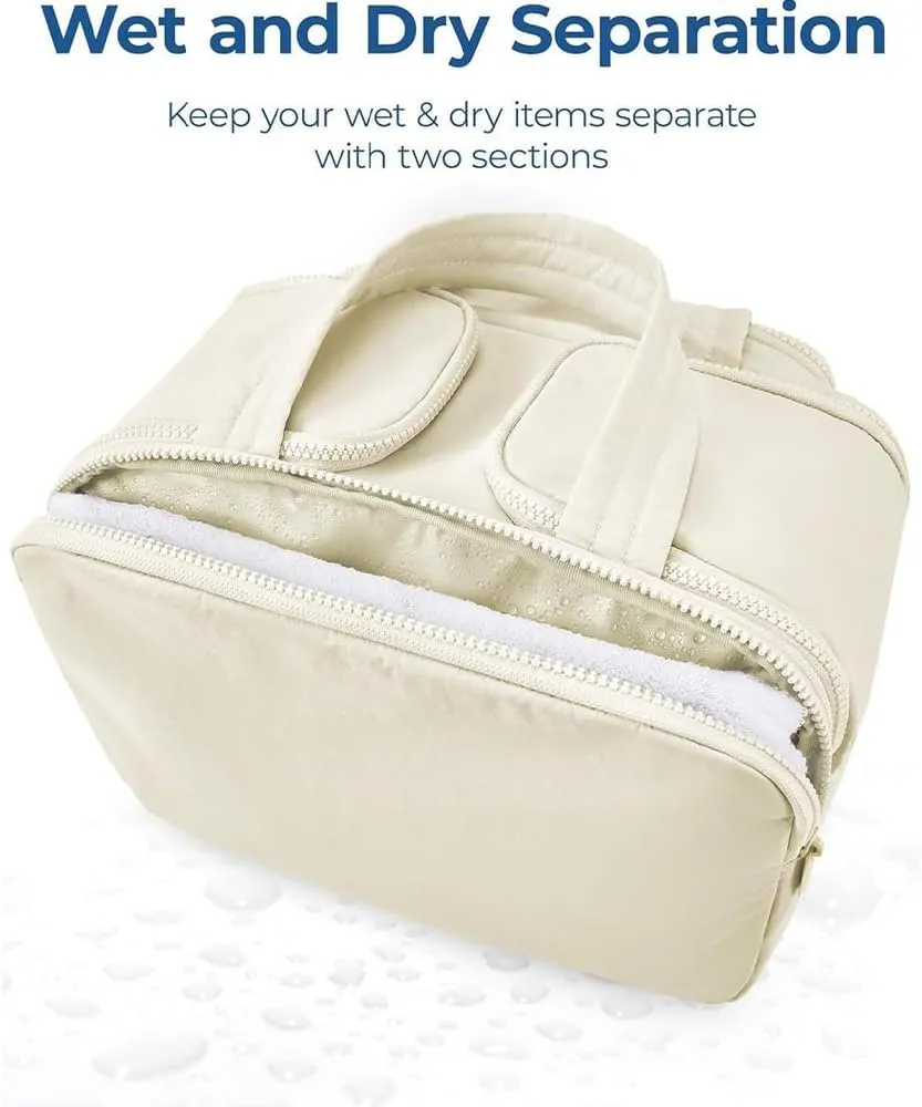 Travel Cosmetic Bag, Large Capacity Wide-Open Travel Cosmetic Bag, Lightweight Toiletry Bag, Puffy Makeup Bag Organizer with Handle for Accessories,Essentials, Toiletries (Grey)