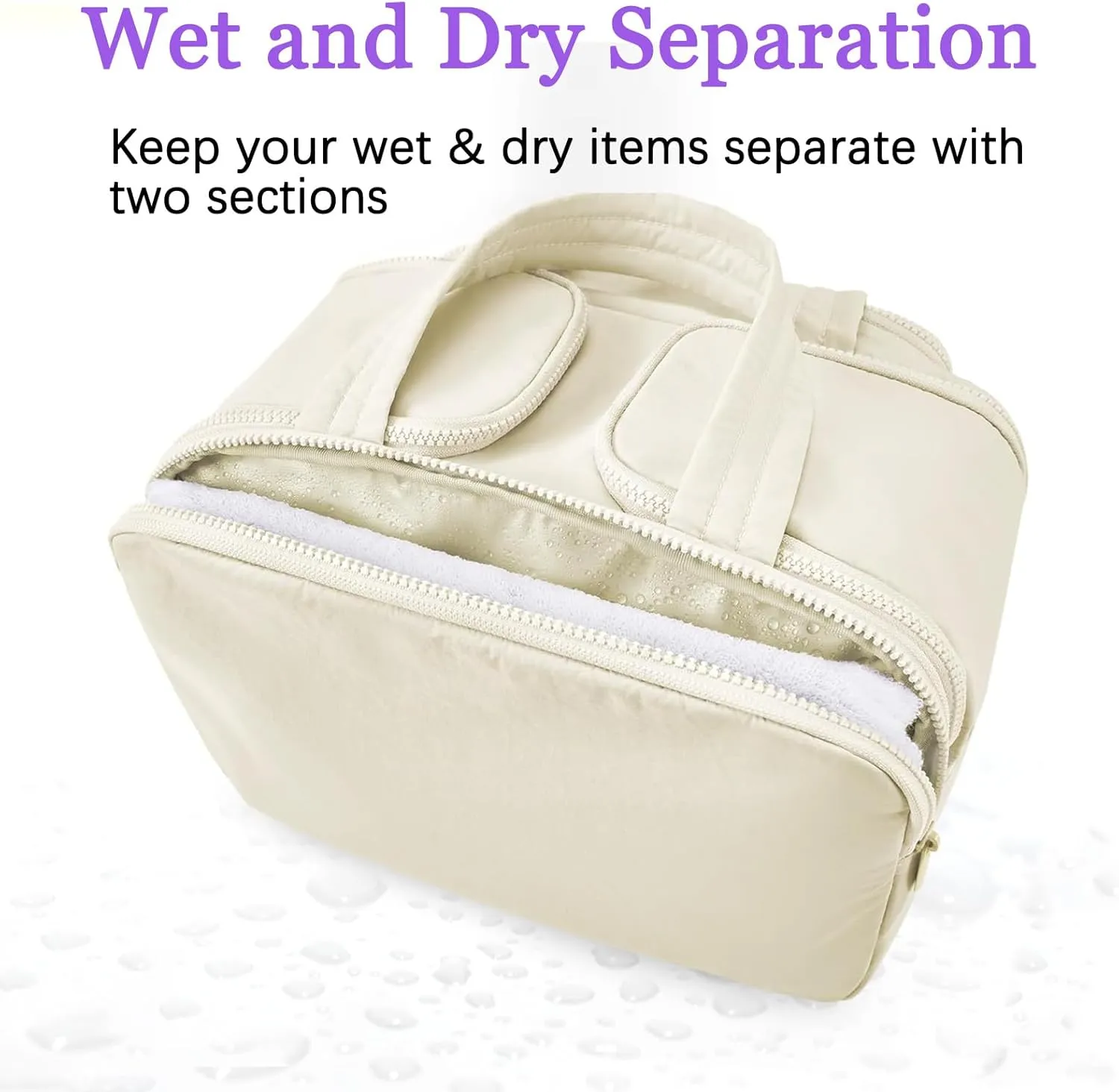 Travel Cosmetic Bag, Lightweight Large Capacity Wide-open Travel Bag for Women, Waterproof Cosmetic Makeup Bag Organizer with Handle for Toiletries, Essentials (Purple)