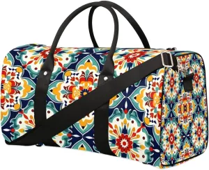 Travel Duffel Bag, Boho Mandala India Ethnic Sports Tote Gym Bag Foldable Western Aztec Weekender Bag Carry on Luggage Handle Bag Overnight Shoulder Bag for Women Men,A-1476