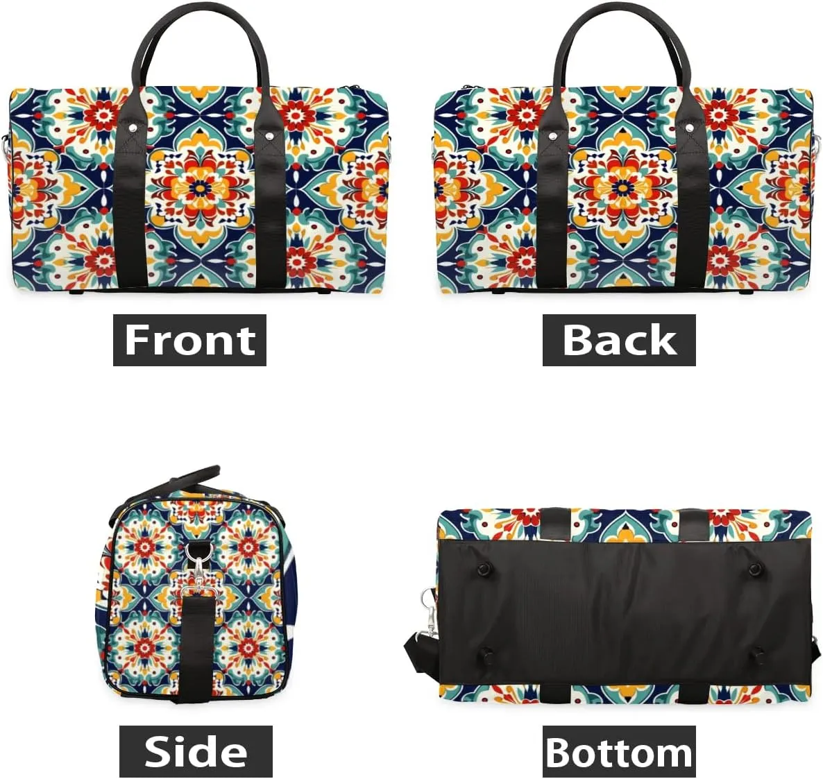 Travel Duffel Bag, Boho Mandala India Ethnic Sports Tote Gym Bag Foldable Western Aztec Weekender Bag Carry on Luggage Handle Bag Overnight Shoulder Bag for Women Men,A-1476