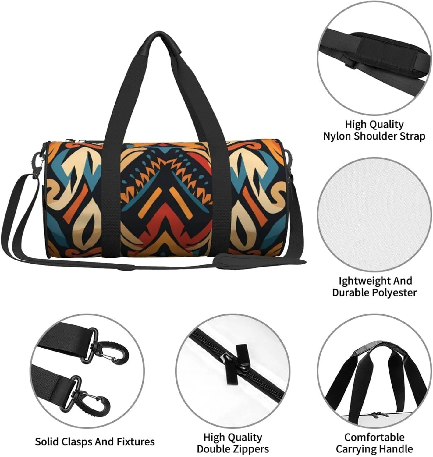 Travel Duffel Bag Ethnic Bohemian Pattern Weekender Overnight Bag For Men Women Large Capacity Sports Gym Bag Canvas Carry On Tote Bags For Travel Yoga
