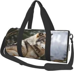 Travel Duffel Bag Foldable Weekender Overnight Bag Snow Mountain Wild Wolf Sports Tote Gym Bag Large Capacity Lightweight Carry On Luggage Bag for Men Women