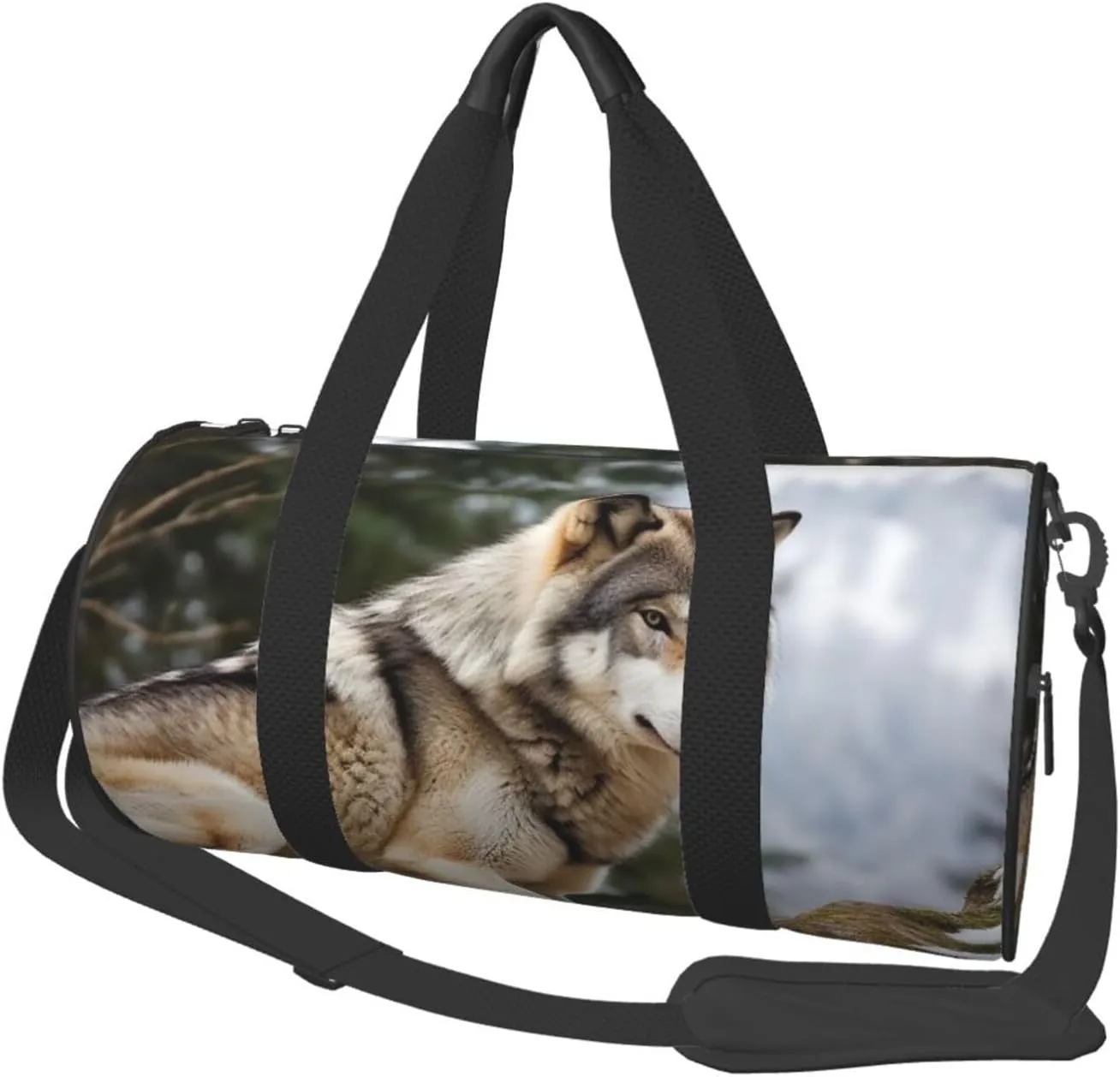 Travel Duffel Bag Foldable Weekender Overnight Bag Snow Mountain Wild Wolf Sports Tote Gym Bag Large Capacity Lightweight Carry On Luggage Bag for Men Women