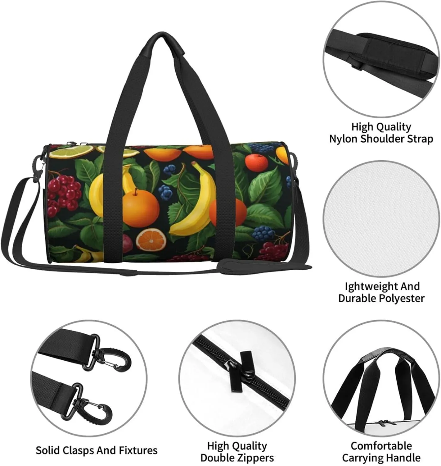 Travel Duffel Bag Ripe Fruits Weekender Overnight Bag For Men Women Large Capacity Sports Gym Bag Canvas Carry On Tote Bags For Travel Yoga