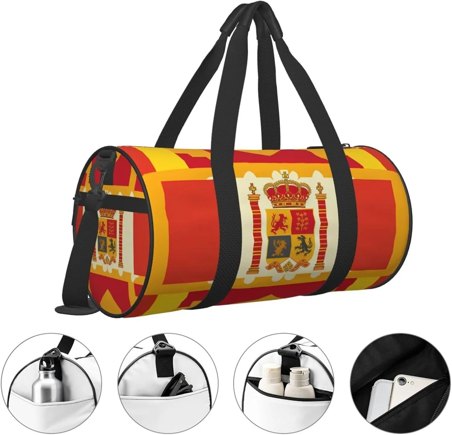 Travel Duffel Bag Spanish Flag Pattern Weekender Overnight Bag For Men Women Large Capacity Sports Gym Bag Canvas Carry On Tote Bags For Travel Yoga