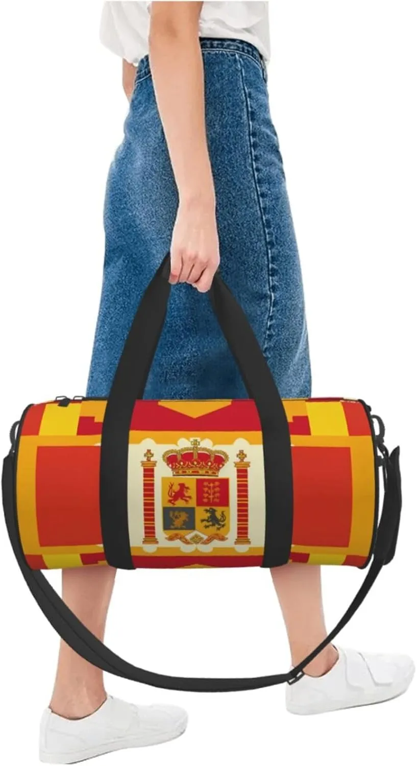Travel Duffel Bag Spanish Flag Pattern Weekender Overnight Bag For Men Women Large Capacity Sports Gym Bag Canvas Carry On Tote Bags For Travel Yoga