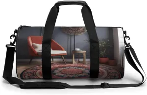 Travel Duffel Bag Weekender Bags for Men Women Large Capacity Overnight Bags Circular Pattern Rug Travel Sports Gym Bag Canvas Carry On Tote Bags for Travel Yoga